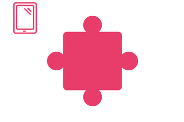 Pinkfarbenes Puzzleteil mit Icon Tablet