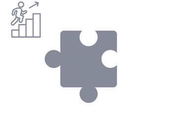 Dunkelgraues Puzzleteil mit Icon Aufstieg