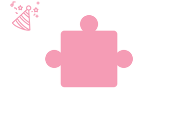 Rosafarbenes Puzzleteil mit Icon Partyhut