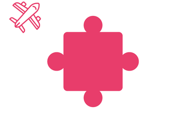 Pinkfarbenes Puzzleteil mit Icon Flugzeug