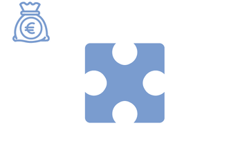 Hellblaues Puzzleteil mit Icon Geldsack