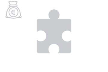 Graues Puzzleteil mit Icon Geldsack