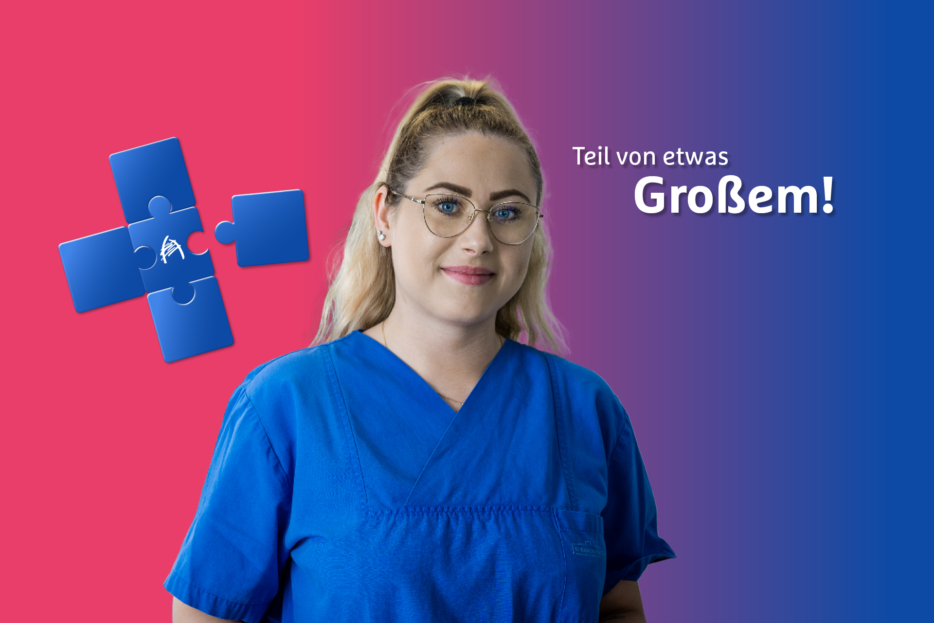 Weibliche Pflegekraft als Teil von etwas Großem