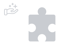 Graues Puzzleteil mit Icon Hand mit Benefits