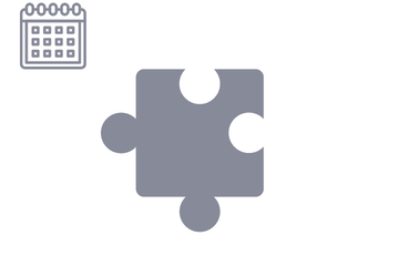 Dunkelgraues Puzzleteil mit Icon Kalender